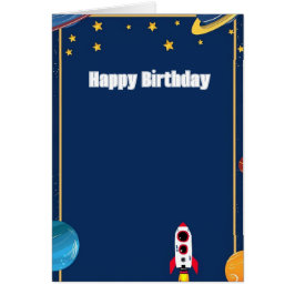 トレンディーレッド&ホワイトロケットグリーティングカード – ネイビー