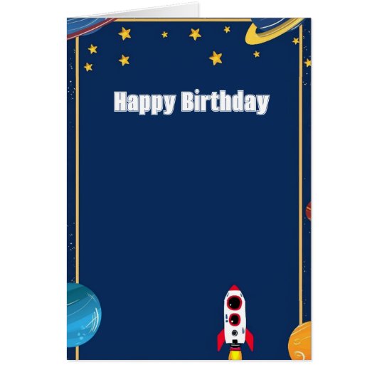 トレンディーレッド&ホワイトロケットグリーティングカード – ネイビー (正面)