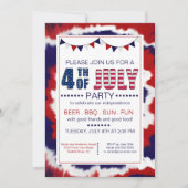 トレンディーレッド、ホワイト、ブルー7月パーティー4日 招待状 (正面)