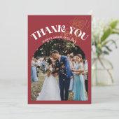 トレンディーレトロアーチレ結婚ッドの写真サンキューカード 案内状 (スタンド正面)