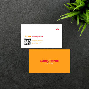 トレンディーレトロオレンジQRコードソーシャルメディア事業 名刺