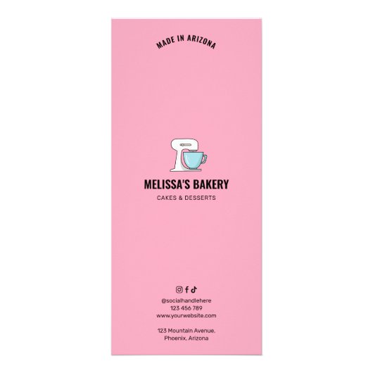 トレンディーレトロガーリーピンクデザートベーカリー価格表 ラックカード (裏面)