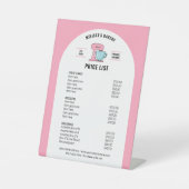 トレンディーレトロガーリーピンクデザートベーカリー価格表 台座サイン (正面)