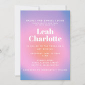 トレンディーレトログラデーションピンクと紫バルミツワー 招待状 (正面)