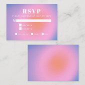 トレンディーレトログラデーションピンクと紫色の食事RSVP エンクロージャーカード (正面/裏面)
