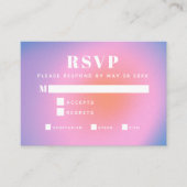 トレンディーレトログラデーションピンクと紫色の食事RSVP エンクロージャーカード (正面)