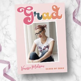 トレンディーレトロスタイルピンクヴィンテージボホフォトグラード 案内状