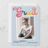 トレンディーレトロスタイルブルーヴィンテージボホフォトグラード 案内状 (正面)