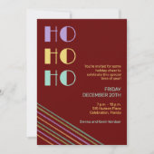 トレンディーレトロスタイルレッドホホホホホホ 招待状 (正面)