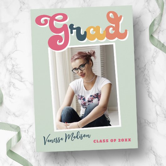 トレンディーレトロスタイルヴィンテージボホカラーズグラッドフォト 案内状