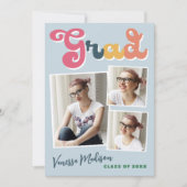 トレンディーレトロスタイルヴィンテージボホブルー3フォトグラード 案内状 (正面)