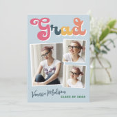 トレンディーレトロスタイルヴィンテージボホブルー3フォトグラード 案内状 (スタンド正面)