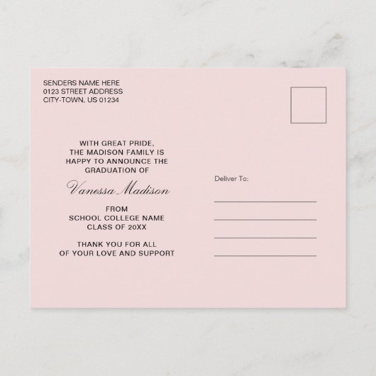 トレンディーレトロスタイルヴィンテージ卒業1写真 ポストカード (裏面)