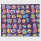 トレンディーレトロステッカーとバッジ酸コレクション ラッピングペーパー (フラット)