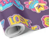 トレンディーレトロステッカーとバッジ酸コレクション ラッピングペーパー (ロールコーナー)