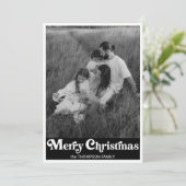 トレンディーレトロタイポグラフィブラッククリスマスフォト シーズンカード (スタンド正面)