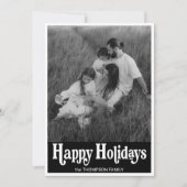 トレンディーレトロタイポグラフィブラックフォトハッピー シーズンカード (正面)