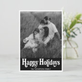 トレンディーレトロタイポグラフィブラックフォトハッピー シーズンカード (スタンド正面)