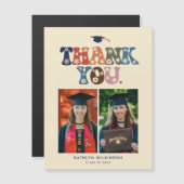 トレンディーレトロタイポグラフィ写真卒業ありがとう (正面/裏面)