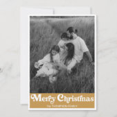 トレンディーレトロタイポグラフィ金ゴールドクリスマスフォト シーズンカード (正面)