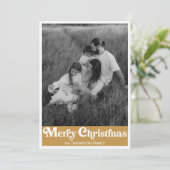 トレンディーレトロタイポグラフィ金ゴールドクリスマスフォト シーズンカード (スタンド正面)