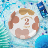 トレンディーレトロデイジーガール誕生日 ペーパープレート (パーティー)