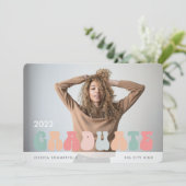 トレンディーレトロパステル数々のカラー写真卒業 案内状 (スタンド正面)