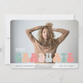 トレンディーレトロパステル数々のカラー写真卒業 案内状 (正面)