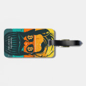 トレンディーレトロパーソナライズされたBitcoinアイズベアッドマン ラゲッジタグ (裏面横)