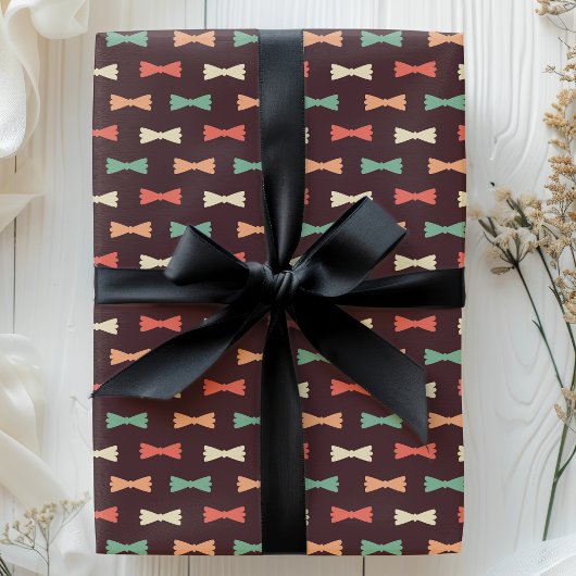 トレンディーレトロヒップスターボウタイズパターン ラッピングペーパー