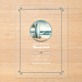 トレンディーレトロビーチクラブバースデーパーティー アクリル招待状 (正面)