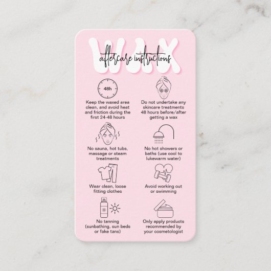 トレンディーレトロピンクモダンサロンワシンアフターケア 名刺 (正面)