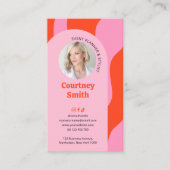 トレンディーレトロピンク&レッドイベントプランナーロゴ写真 名刺 (正面)