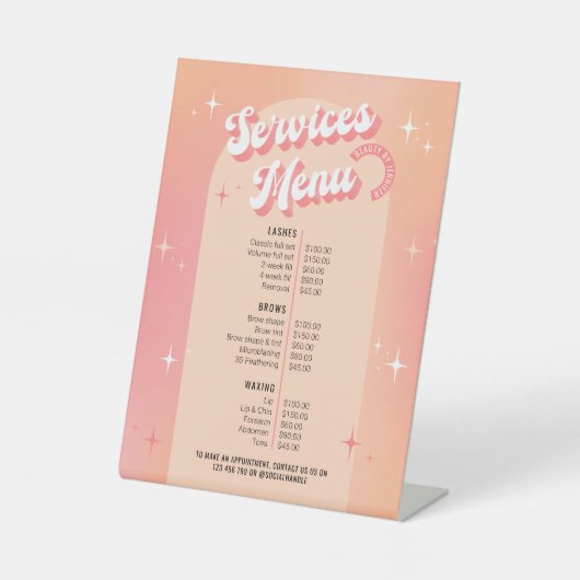 トレンディーレトロフェミニン美しいサロン価格表メニュー 台座サイン (正面)