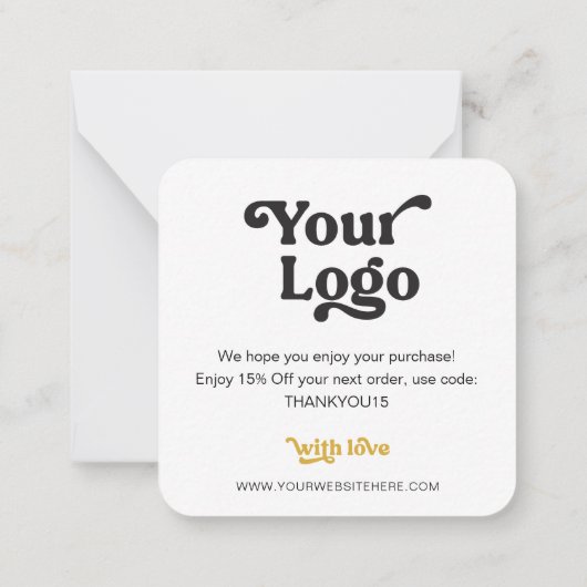 トレンディーレトロフォントロゴビジネスサンキューディスカウント ノートカード (裏面)