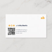 トレンディーレトロブルー&オレンジQRコードソーシャルメディア 名刺 (裏面)