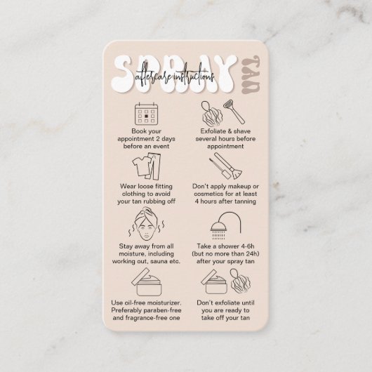 トレンディーレトロベージュスプレータンアフターケアタンニング 名刺 (正面)