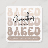 トレンディーレトロベージュベーカリーペストリーシェフカテラー スクエア名刺 (正面)