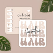 トレンディーレトロベージュ美容師サロンシックモダン スクエア名刺