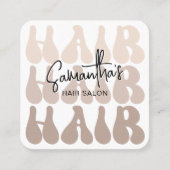 トレンディーレトロベージュ美容師サロンシックモダン スクエア名刺 (正面)