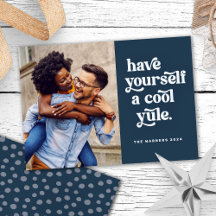 トレンディーレトロホリデークリスマスフォトカード