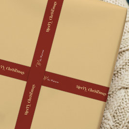 トレンディーレトロメリークリスマス名前をカスタムするレッド サテンリボン