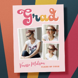 トレンディーレトロヴィンテージスタイルグラッド3フォトコラージュ ポストカード