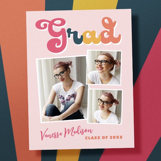 トレンディーレトロヴィンテージスタイルグラッド3フォトコラージュ ポストカード