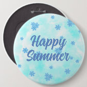 トレンディーレトロヴィンテージブルーフラワーモノグラム 缶バッジ (正面&裏面)