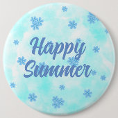 トレンディーレトロヴィンテージブルーフラワーモノグラム 缶バッジ (正面)