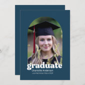 トレンディーレトロ卒業発表 招待状 (正面/裏面)