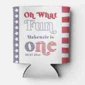 トレンディーレトロ夏の最初の誕生日パーティーのお願い 缶クーラー (正面)