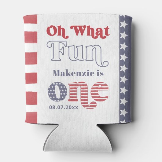 トレンディーレトロ夏の最初の誕生日パーティーのお願い 缶クーラー (裏面)