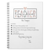 トレンディーレトロ学校先生感謝ありがとう ノートブック (正面)